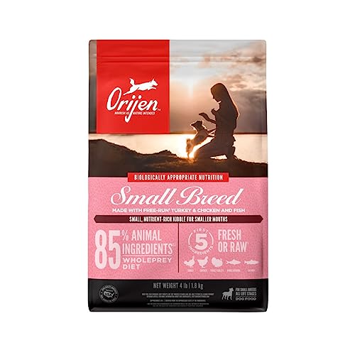ORIJEN Small Breed Dry Dog Food, Grain Free Dry Dog Food for Small Breeds, Fresh or Raw Ingredients, 4lb - Small Breed - 4 Pound (Pack of 1)