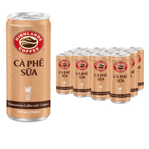 Highlands Coffee CÀ PHÊ SỮA Vietnamese Coffee with Condensed Milk│7.9 oz Can (6/12/24 Count) Bundle Pack│No.1 Vietnamese Coffee│Super-Smooth Premium Quality Iced Milk Coffee with Saltation Thank You Card (Pack of 12) - 12