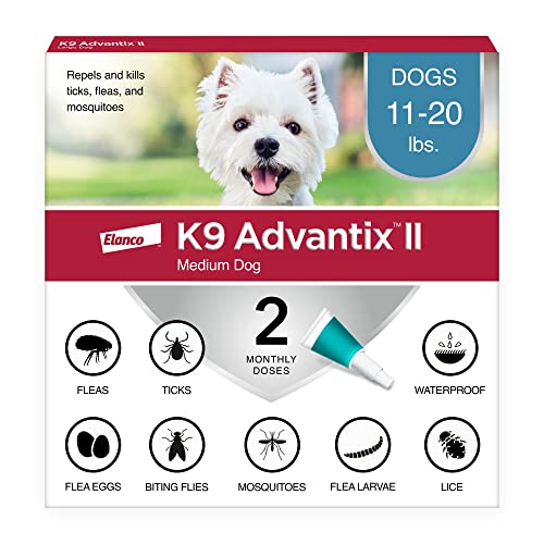 K9 Advantix II Medium Dog Vet-Recommended Flea, Tick & Mosquito Treatment & Prevention | Dogs 11-20 lbs. | 2-Mo Supply 2 Count(Pack of 1) - 2 Count(Pack of 1) - Medium Dog only