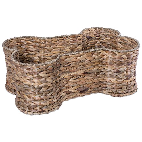 Bone Dry Pet Storage Collection Bone Shape Hyacinth Toy Basket, Natural, Small - Dark Brown Small