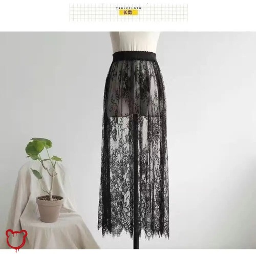 Gothic Lace Skirt - Various Lengths - Black 80cm / L