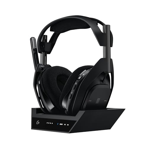 Logitech G Astro A50 X Omni-Platform Wireless Gaming Headset + Base Station for PS5, Xbox, PC: PLAYSYNC Video & Audio Switcher, HDMI 2.1 4K 120Hz VRR, <24 bit/48 kHz, 24hr Battery, 2.4GHz & BT - Black - Black
