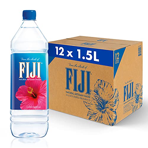 FIJI Natural Artesian Bottled Water 1.5 Liters / 50.7 Fl Ounce (Pack of 12) - Natural - 50.7 Fl Oz (Pack of 12)