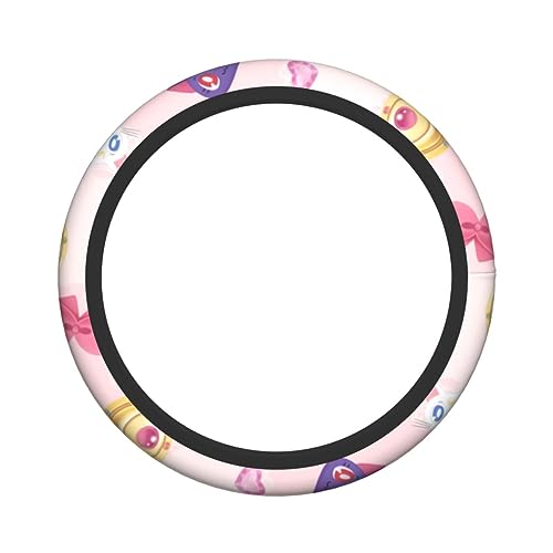 Cute Grils Sailor Steering Wheel Cover Elasticity Car Accessories Cloth Pink Steering Wheel Covers for Women Universal 15 inch - Cute Grils Sailor