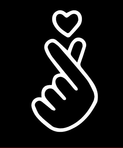 K POP Finger Heart Vinyl Sticker Decals (Pack of 2) for Car Bumper Window Laptop Tablet Phone (4" x 2.2", White) - 4" x 2.2" - White