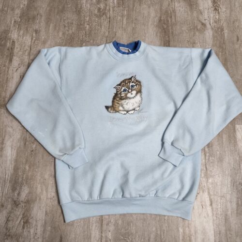 Vintage "Love Me ...Love My Kitty " Crewneck Pullover Sweatshirt Size Medium  | eBay