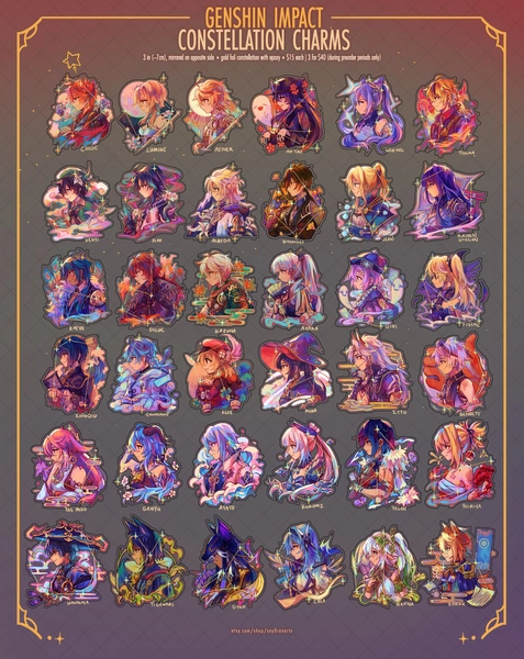 Genshin Impact 3" Gold Foil Constellation Charms