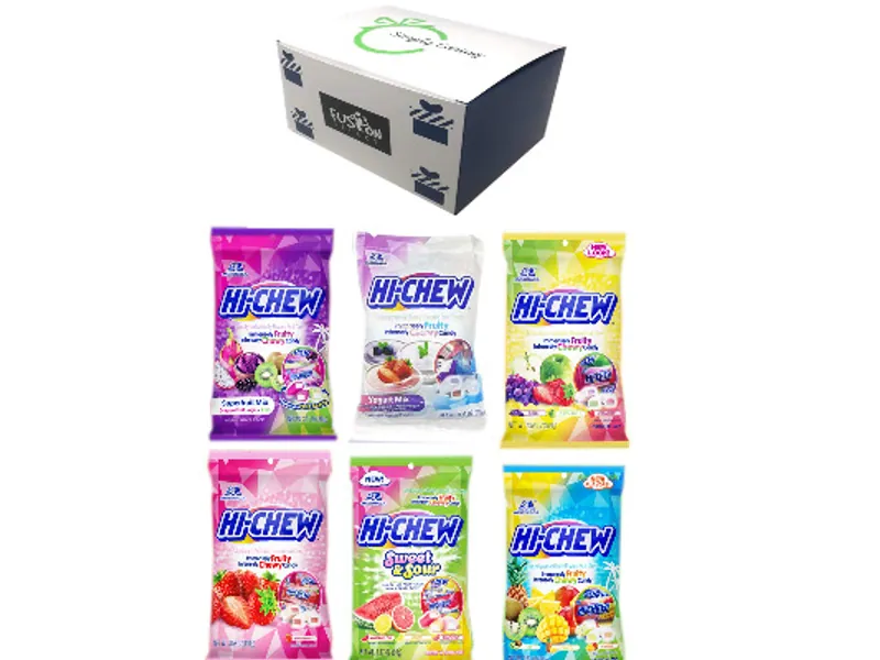 Hi Chew 6 Different Flavors Variety Pack (Superfruit Mix (NEW Flavor), Tropical Mix, Sweet and Sour, Strawberry, Original Mix, and Fizzies) (Pack of 6) in Fusion Select Gift Box