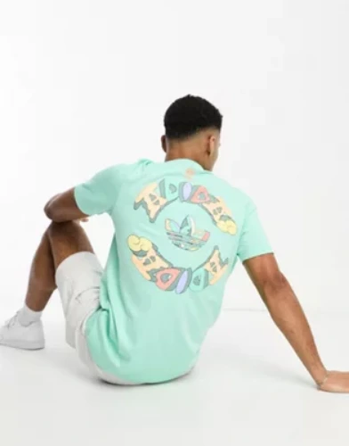 adidas Originals Enjoy Summer backprint t-shirt in pastel mint