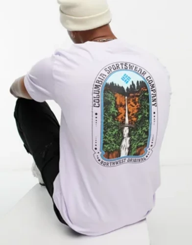 Columbia Cavalry Trail back print t-shirt in lilac Exclusive at ASOS 