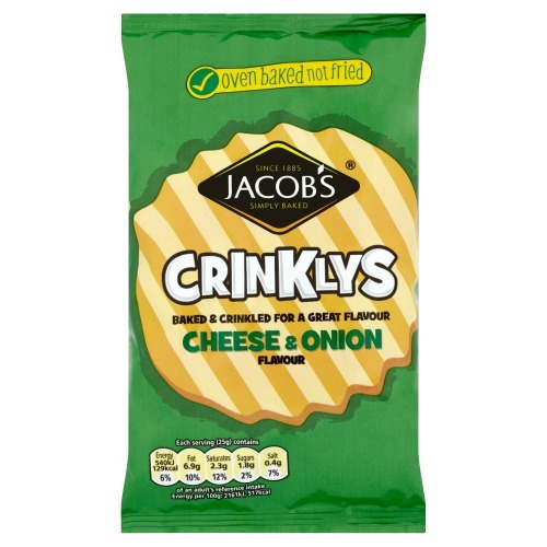 30 x Jacob's Crinklys Cheese & Onion Flavour 50g 