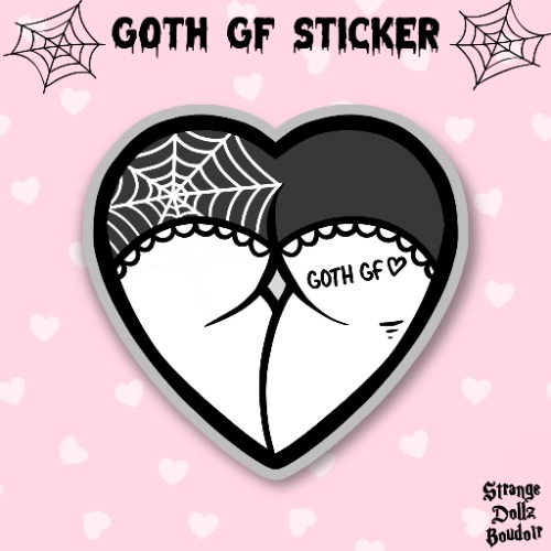 Goth GF Sticker, Spooky cute sticker,  Halloween, Strange Dollz Boudoir