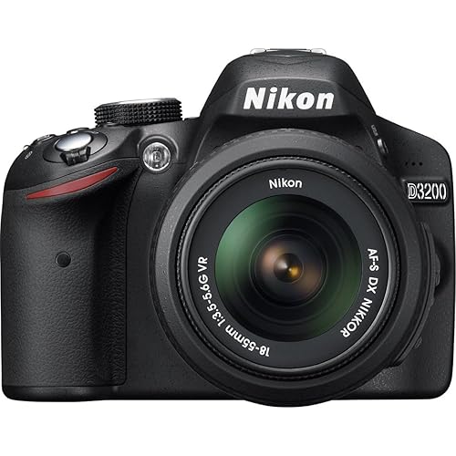 Nikon D3200 24.2 MP CMOS Digital SLR with 18-55mm f/3.5-5.6 Auto Focus-S DX VR NIKKOR Zoom Lens (Black) (OLD MODEL) - Black - w/ 18-55mm - Base