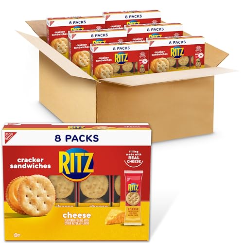 RITZ Cheese Sandwich Crackers, 48 Snack Packs (6 Boxes, 6 Crackers Per Pack) - Cheese - 1.38 Ounce (Pack of 48)