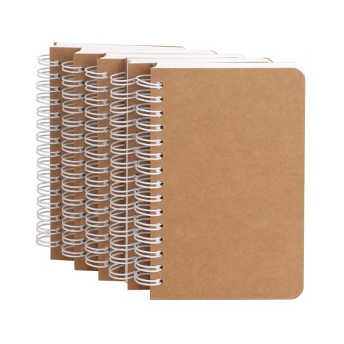 Spiral Notebook, 5 Pack Aesthetic Notebooks Spiral Journal Notepad Kraft Cover Lay Flat Sketchbook Journals for Writing Drawing Note Taking, 3.5”x5.5”, 180 Blank Pages, 90 Sheets - Plain