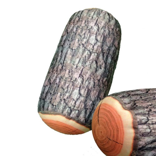 Wood Log Soft Cushion Throw Pillow, Stuffed Plush 3D Creative Natural Wood Design Soft Log Comfortable Neck Sleeping Plush Chair Cushion Pillow (Wood, 15inch) - Wood 15inch