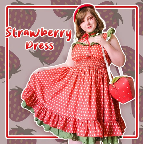 Mochipan Strawberry Picnic Dress | Red / M
