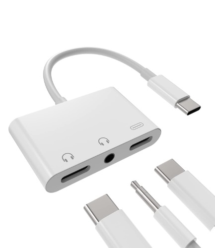 USB-C to 3.5mm Headphone Audio Adapter 3 in 1 DAC Dual Type C Jack Aux Charger Splitter Dongle Cord Charging Cable Accessories for Samsung Galaxy S20 S21 S22 FE Ultra Note S9 10 Z Flip LG Google Pixel