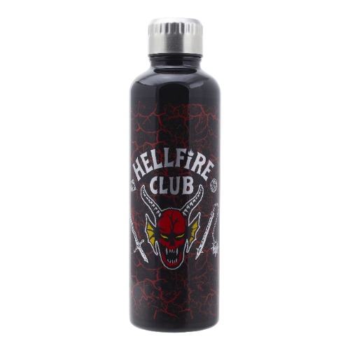 Stranger Things Hellfire Club Metal Water Bottle | Horror Movie Merchandise Stainless Steel Waterbottle with Lid | 500ml 16 fl oz