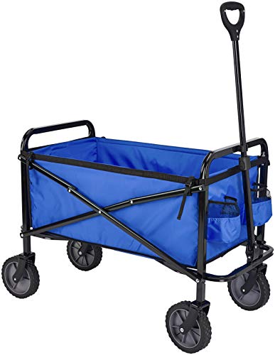 Amazon Basics Collapsible Folding Outdoor Utility Wagon with Cover Bag, Blue - Blue
