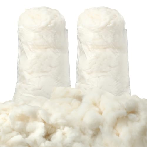 Wesnoy Cotton Batting Fiber Natural Cotton Stuffing Combed Cotton for Pillow Stuffing White Cotton Filling for Dolls Stuffed Animals Bird Nesting Crafts (2.2 lb) - 2.2 lb