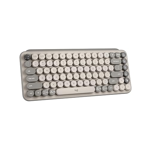 Logitech POP Keys Mechanical Wireless Keyboard with Customizable Emoji Keys, Durable Compact Design, Bluetooth or USB Connectivity, Multi-Device, OS Compatible - Mist - Mist - POP Keys