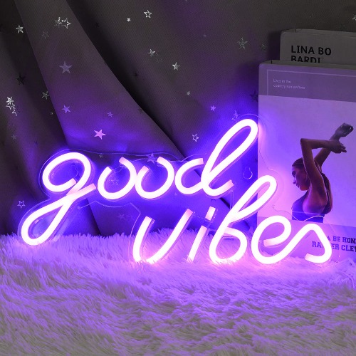 Good Vibes Neon Sign (16" X 8"), Acrylic Board Neon Led Sign for Wall Decor, USB Powered Neon Light Wall Sign Decor for Bedroom, Kids Room, Game Room, Office, Bar, Party, Christmas