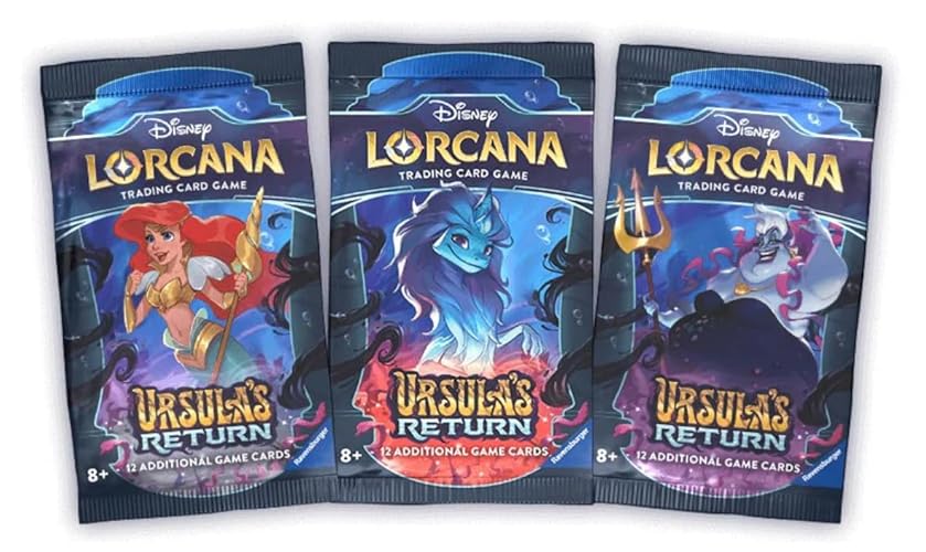Ursula's Return 3 Packs | Lorcana Art Set 3 Unique Packs | Trading Cards in 3 Booster Packs | For Collectors Disney Lorcana | Ursulas Return Contains 12 Cards Per Pack + TCYM Pouch