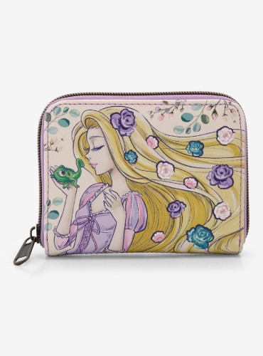 Loungefly Disney Tangled Rapunzel & Pascal Flowers Mini Zipper Wallet