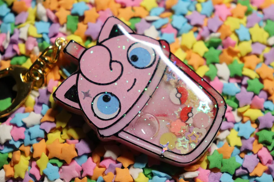 Poke Bubble Tea Resin Keychain