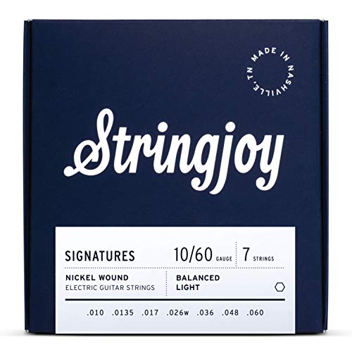 Stringjoy BAL107 7 String Signatures Nickel Electric Guitar Strings, (Balanced Light Gauge, 10-60) - Balanced Light Gauge (10-60) - 1-Pack