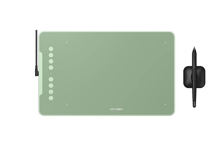 XPPen Deco 01 V2 Drawing Tablet 10x6.25 Graphics Tablet Digital Drawing Tablet for Chromebook with 8192 Levels Pressure Battery-Free Stylus and 8 Shortcut Keys (Green) - Green
