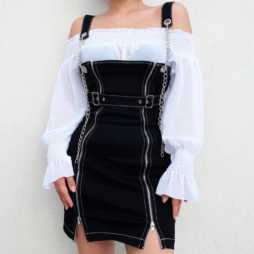 'Motionless' Black Grunge Dress/Shirt - Black dress / S