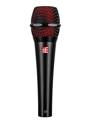SE Electronics V7 BLACK Studio Grade Handheld Supercardioid Microphone with Shock Mount (Black)
