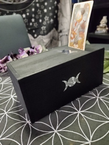 Witch Box - Black with small silver triple moon