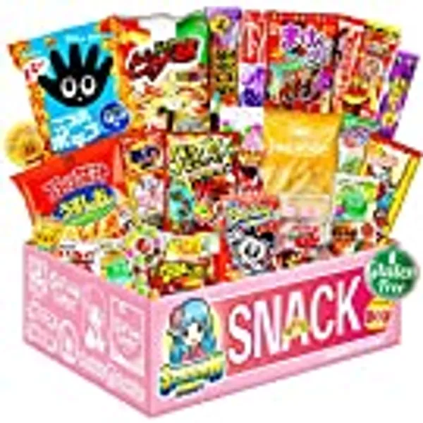 SHOGUN CANDY HIME Box Japanese Snack Box Full of Yummy Gluten Free Snacks and Candy from Japan. 30 Pieces of Kawaii Japanese dagashi in This Crate.