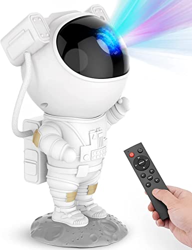 SunTime Star Projector Galaxy Night Light - Astronaut Starry Nebula Ceiling LED Lamp with Timer and Remote, Gift for Kids Adults for Bedroom, Christmas, Birthdays, Valentine's Day etc. - White