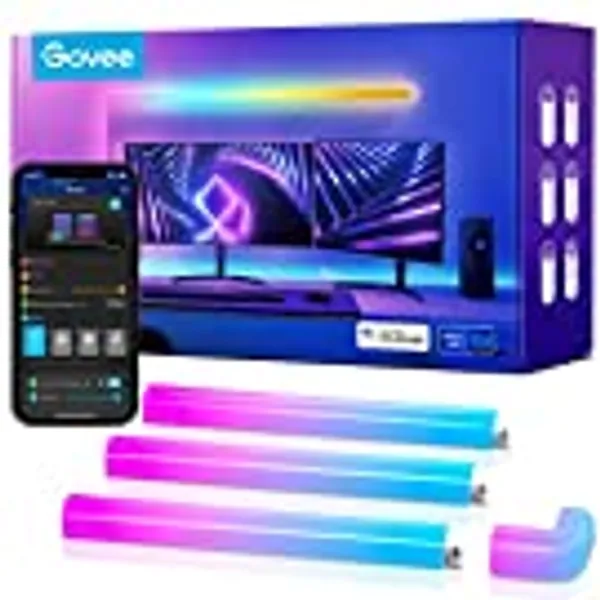 Govee Glide RGBIC Smart Wall Light, Multicolor Customizable, Music Sync Home Decor LED Light Bar for Gaming and Streaming, with 40+ Dynamic Scenes, Alexa and Google Assistant, 6 Pcs and 1 Corner