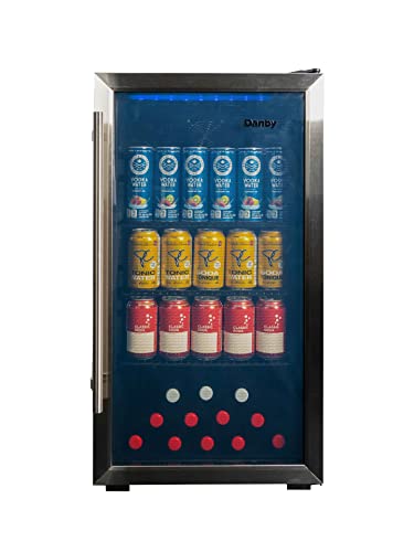 Danby DBC117A2BSSDD-6 117 Can Center, 3.1 Cu.Ft. Freestanding Beverage Refrigerator for, Basement, Dining, Living Room-Bar Fridge Perfect for Beer, Pop, Water, Black