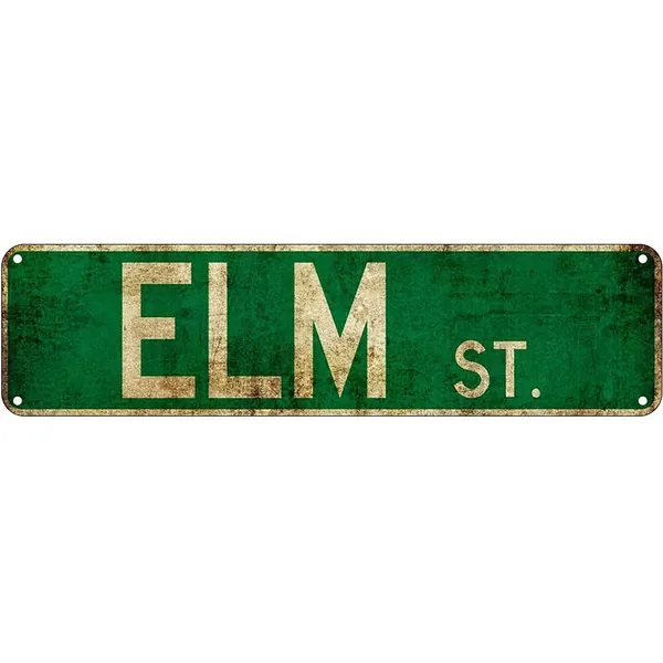 Elm St Street Metal Plaque Rustic Tin Sign Retro Wall Decor 4x16 Inch - 