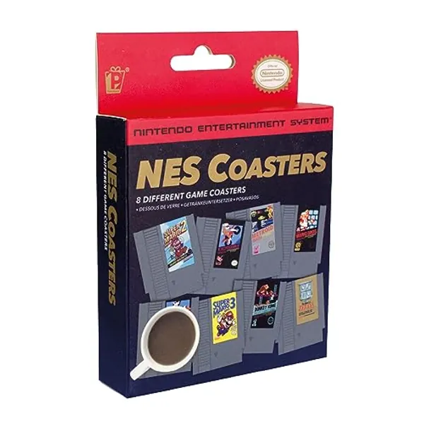 Paladone Nintendo NES Cartridge Retro Drink Coasters for Gamers - Set of 8 - Featuring Donkey Kong, Legend of Zelda, Super Mario, and More Classic Games