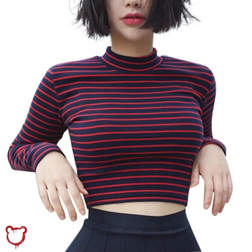 Red & Black Striped Top