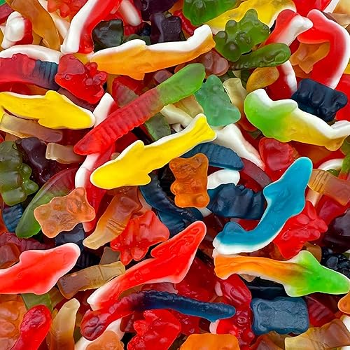 Gummy Candy Mix | 2-Pound Bag | Assorted Flavors and Shapes Gummy Party Pack - Blue raspberry - 32 Ounce (Pack of 1)