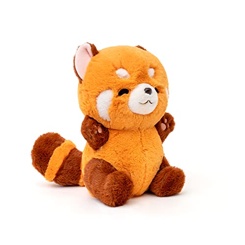 Adorlynetty Red Panda Stuffed Animal 9" Red Panda Plush Cute Panda Plushie Toy Gift for Kids Girlfriend Birthday - Panda Squinting - 9 Inch