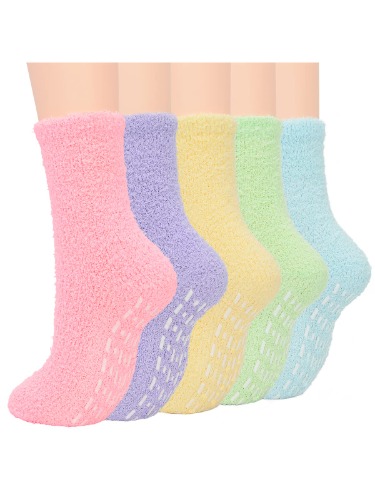Century Star Anti Slip Athletic Plush Slipper Grip Socks Women Yoga Pilates Soft Warm Cozy Socks For Christmas - 01a 5 Pairs Candy Color One Size