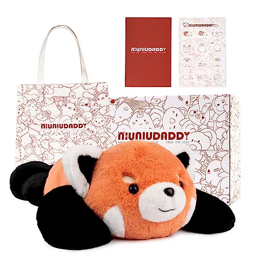 NiuniuDaddy Red Panda Weighted Stuffed Animals for Anxiety, 3lb Weighted Plush Red Panda Toys for Adults Kids Girls, Giant Stuffed Red Panda Plush Pillow as Gift for Christmas Include Bag Sticker Card - Red Panda - SET-Above 3lb