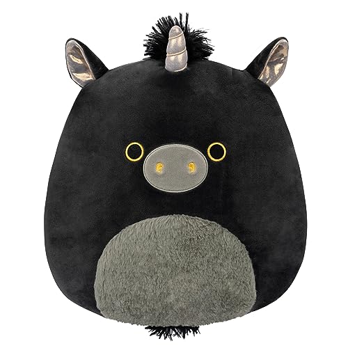 Squishmallows Original 12-Inch Nicolita Black and Gold Unicorn - Medium-Sized Ultrasoft Official Jazwares Plush