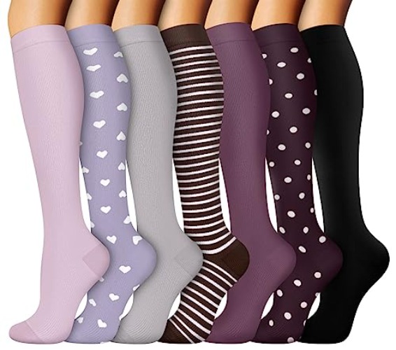 FuelMeFoot Compression Socks - 20-30mmHg Graduated Support for Men & Women, Ideal for Soccer, Running, and Nurses - Small-Medium - 019 Assort - Purple