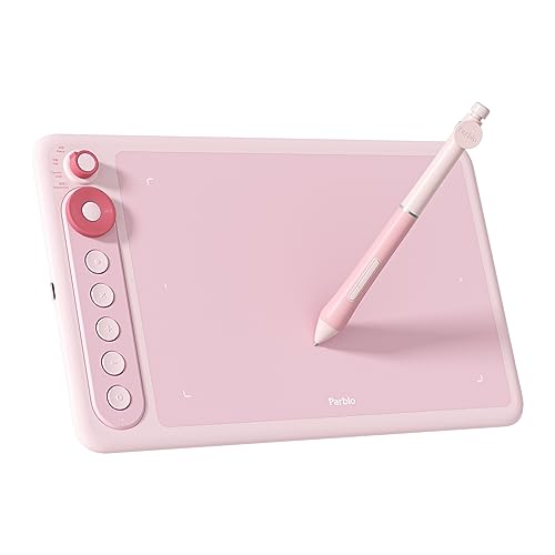 Parblo Intangbo X7 Drawing Tablet 7.2x4.5 inch Graphics Tablets,Digital Drawing Tablet with Mode Switch,6 Customized Keys,Battery-Free Stylus S01 for Digital Art,Design,Work with Window/Mac,Android - Pink