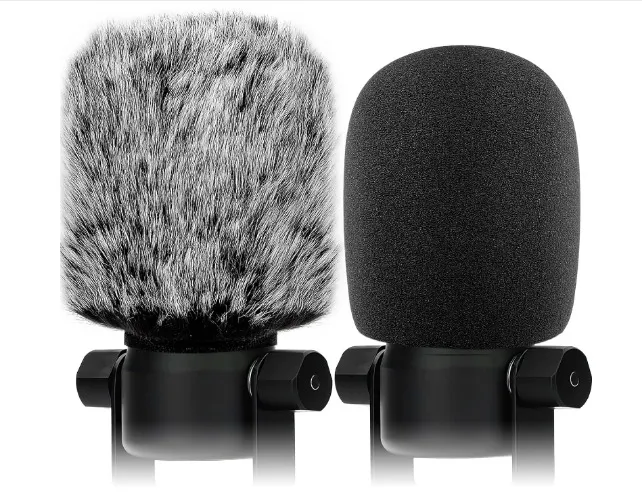 Pop Filter Popschutz Kompatibel mit Rode Podmic Procaster, Windschutzscheibe Schaum+Muff Windschutz Kompatibel mit NT1, NT1-A, NT2-A, NT-USB, K2, NT1000, NT2000 Pelz- und Schaumstoff, 2 Stück - kompatibel mit Rode Podmic